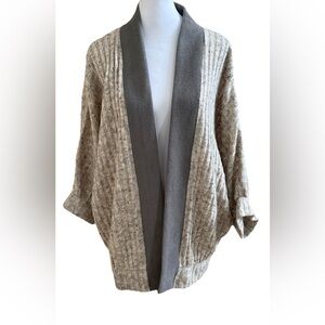THML Gray + Beige Super Soft Cocoon Open Front Sweater Cardigan Size Medium
